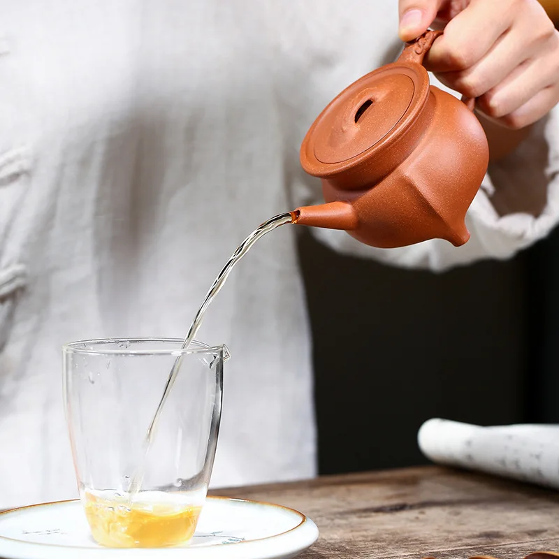 Чайник Zisha с тремя ногами чайник ручной работы в стиле кунг-фу фиолетовая глина