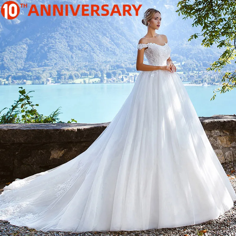 

BAZIIINGAAA Luxury Wedding Dress V-neck Card Shoulder Wedding Dress Sexy Backless 3D Decal Bride Support Tailor-made