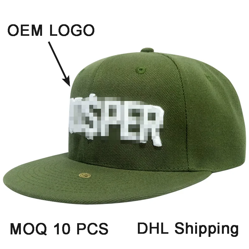 10 PCS MOQ Fitted Dark Army Green Customized Color Large Size Logo Tennis Snap Full Closing Back Cap Custom Baseball Hat