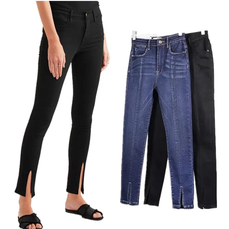 

Front Slit High Waist Skinny Jeans fall 2021 women