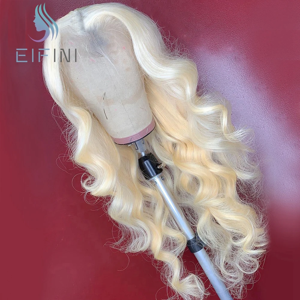 

613 Blonde T Part Lace Wigs Body Wave Peruvian Remy Hair Wigs Pre Plucked With Baby Hair 200% Density Lace Closure Wig For Women