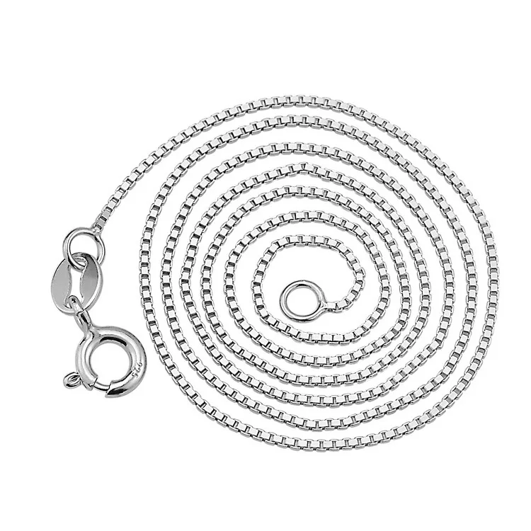 100% Серебро 925 пробы базовая цепочка-чокер для женщин коробка Chian ожерелье