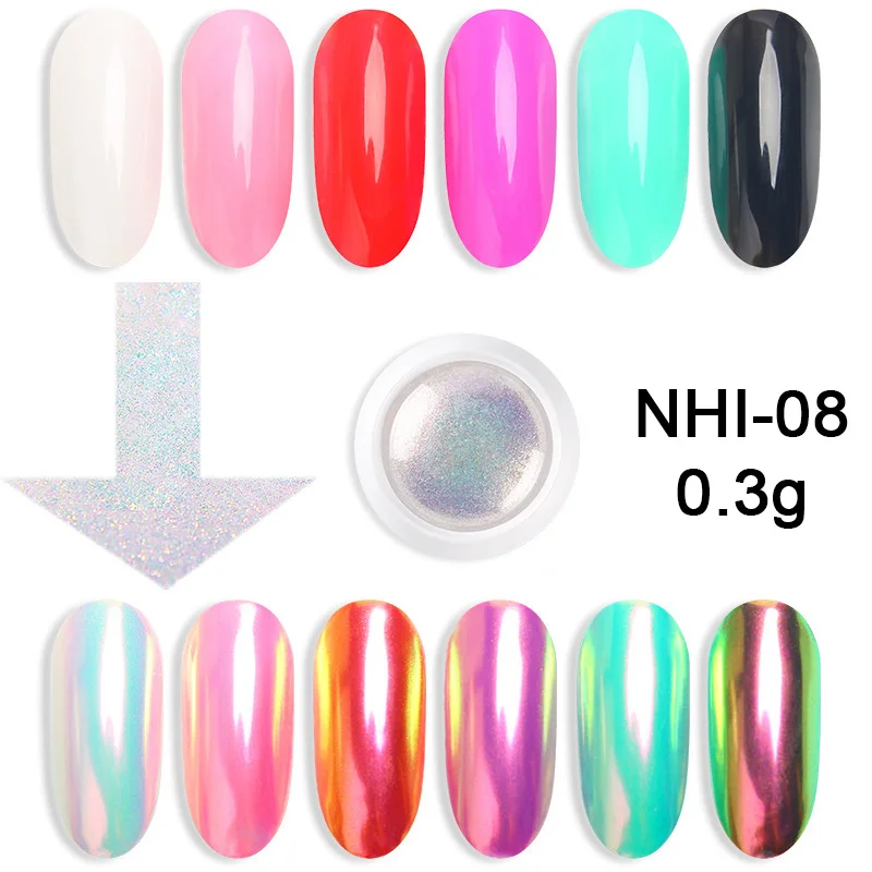 

FlorVida 1pc Pearl Mirror Powder Nail Art Pigment Holographic Glitter Chrome Mermaid Shell Laser Dusts For Manicure Design Nails