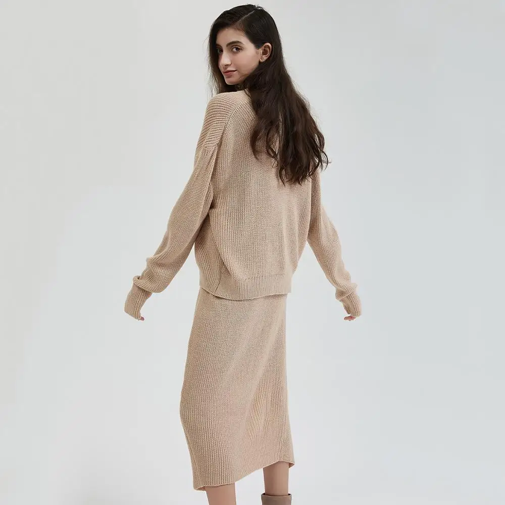 Женский свитер с длинным рукавом Wixra повседневный Однотонный V-образным вырезом и