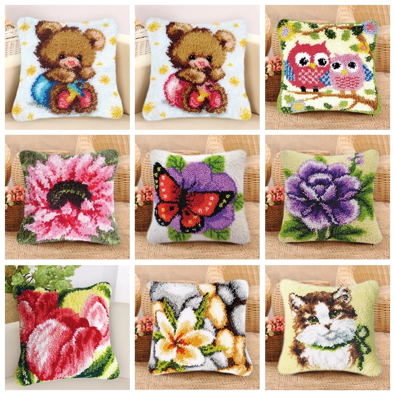 Цветочная Подушка крючок с защелкой подушка коврик набор фланелевый рукоделие