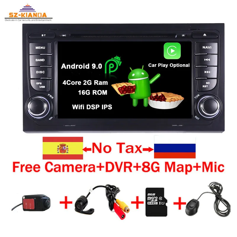 4Core 2G Ram 16G Rom Android 9,0 автомобильный gps-навигатор для Audi A4 B6 B7 S4 B7 B6 RS4 B7 SEAT Exeo dvd-плеер радио Wifi Bluetooth Автомобильный мультимедийный плеер - Цвет: 4Core 2G Ram 16G Rom
