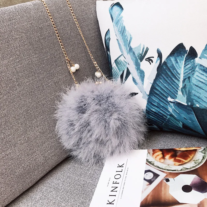 Серый Luxury Designer Fur Purse Women Ostrich Feathers Evening Party Bag Famous Brand Handbag Fall Winter Party Day Cluthes Drop Ship - Цвет: Серый