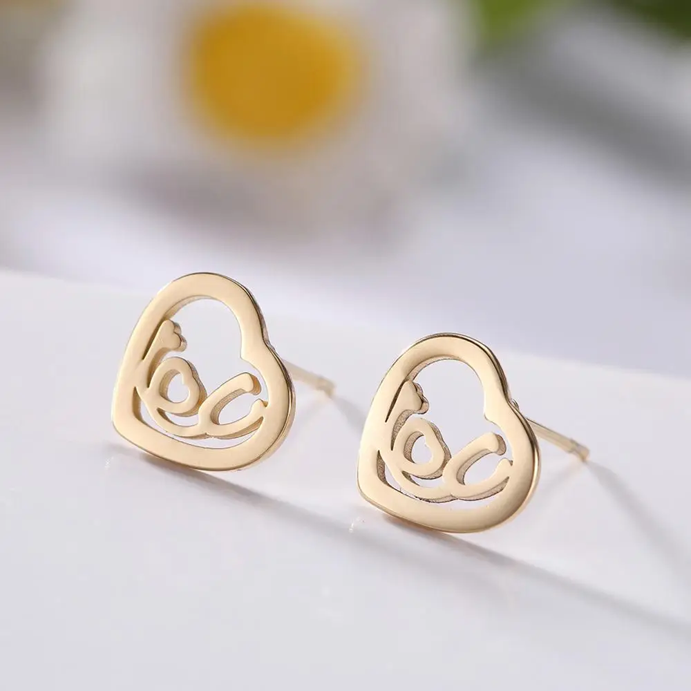 LIKGREAT модные маленькие серьги с Луной и звездой в форме сердца из нержавеющей