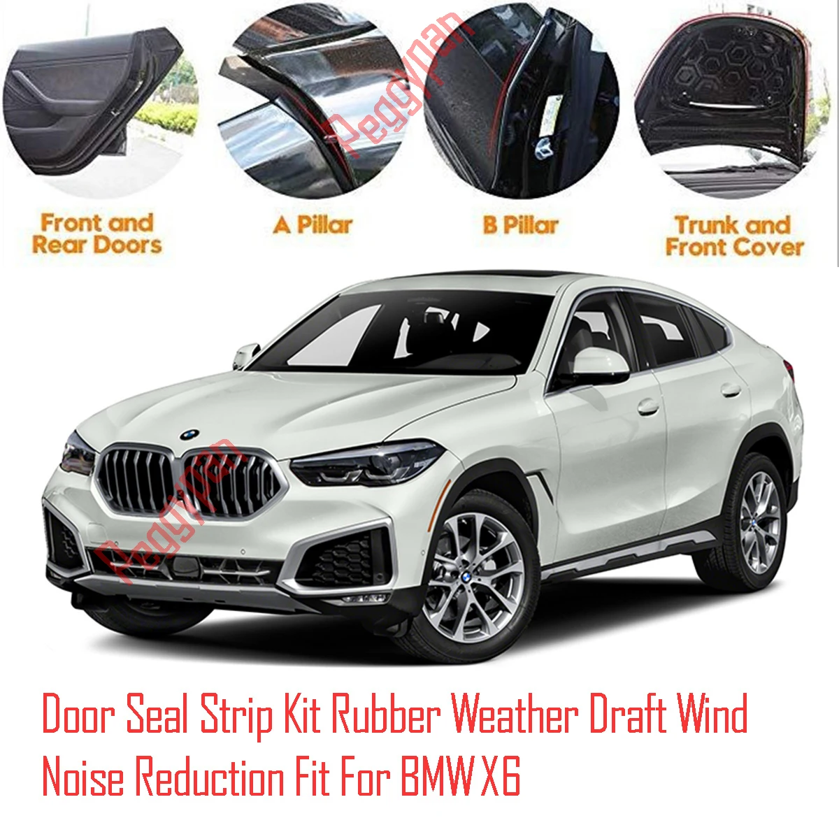 Door Seal Strip Kit Self Adhesive Window Engine Cover Soundproof Rubber Weather Draft Wind Noise Reduction Fit For BMW X6