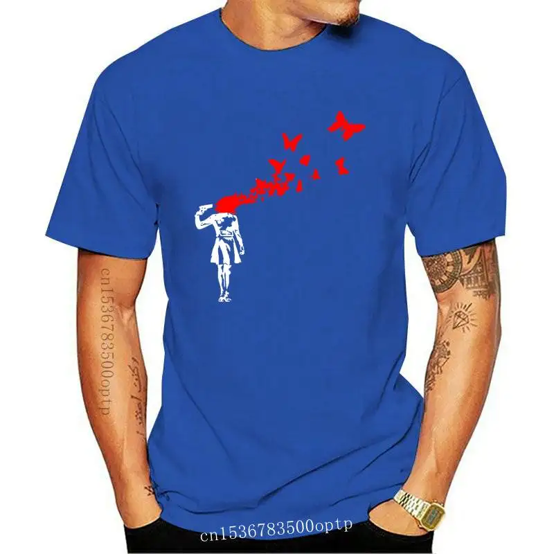 

New Banksy Butterflies Suicide T-Shirt - Urban Art Butterflies Fashion Brand Men Tops Street Wear T-Shirt