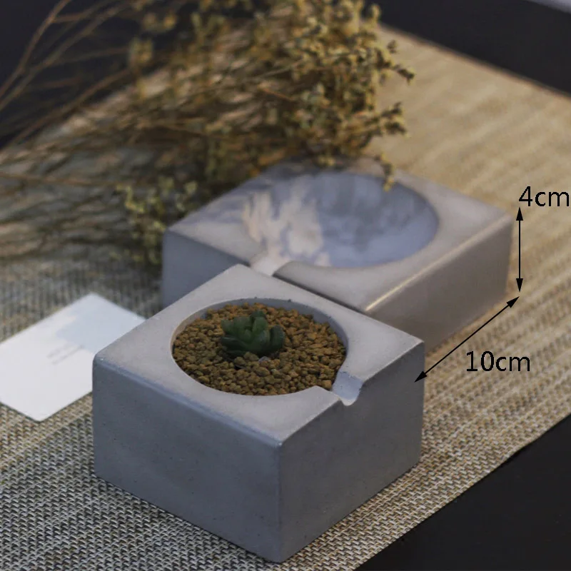 10x4cm Квадратная бетонная пепельница силиконовая форма для украшения гостиной цементная форма для пепельницы - Цвет: 10x4cm
