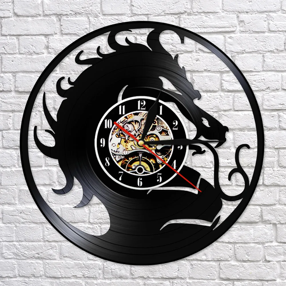 Настенные часы с изображением злого дракона тихие готические украшения для дома