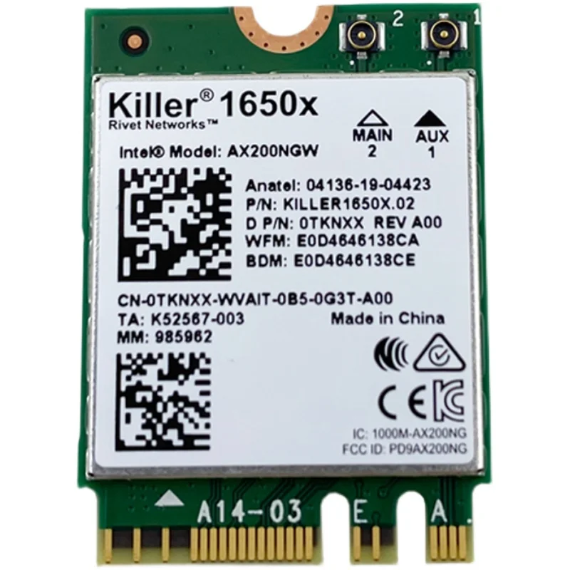 

GENUINE FOR DELL Killer 1650x Wireless WLAN Dual Band Bluetooth Card TKNXX