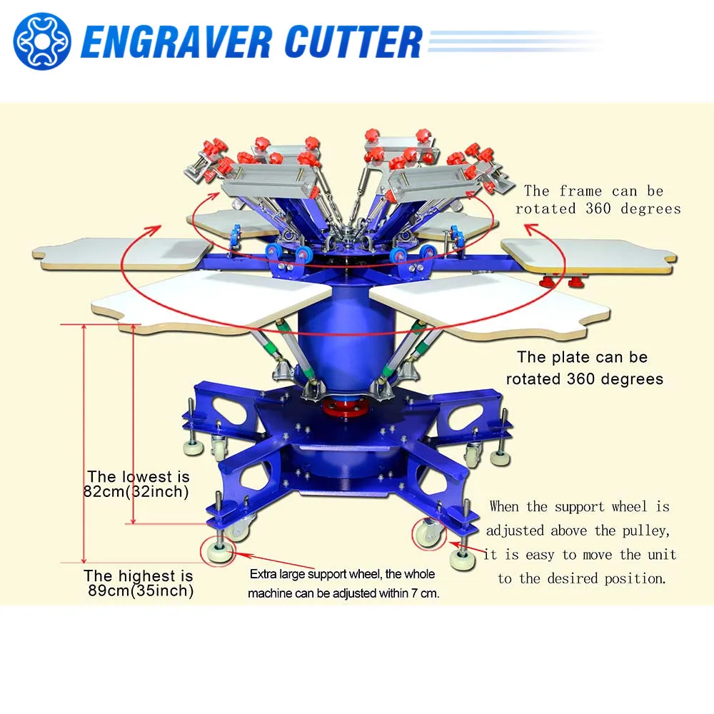 6-цветный напольный Трафаретный пресс с микро-регистрацией и двойным колесом |