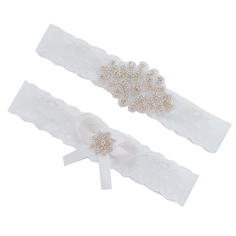 

2pcs/set Wedding Garters Lace Embroidery Floral Sexy Garters For Women/Bride Thigh Ring Bridal Elastic Leg Garter