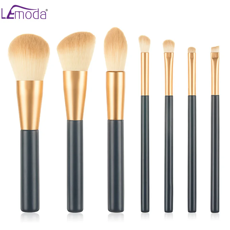 Набор кистей для макияжа Lemoda 7 шт. с синей/розовой ручкой пудры теней растушевки