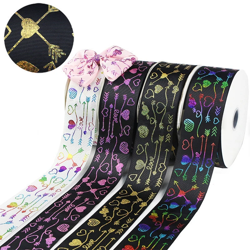 5yards/lot Laser Colorful Grosgrain Ribbon for Gifts Bouquet Wrapping Bow DIY Supplies Home Wedding Party Decor Ribbons | Дом и сад