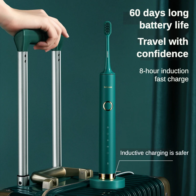 Лебооо Обновленная Автоматическая Умная Ультразвуковая Электрическая Зубная Щетка с Индукционной Зарядкой и Мягкими Щетинками из Чая Полифенолов.