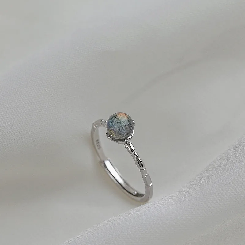 

Moonstone adjustable ring for women ang girl Jewelry couple finger rings Engagement Natural gift stainless steel love ring