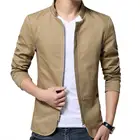 Повседневные мужские осенние однотонные Цвет со стоячим воротником, на молнии, с карманами, Тонкий Блейзер Пальто мужские модные брендовые пиджак для мужчин