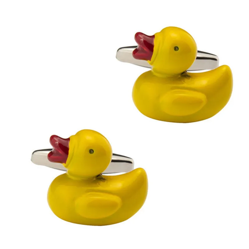 

Lovely Yellow Duck Design Sliver Color Cufflinks Fancy Gifts Personalized Cuff Links For Men Jewelry Wholesale