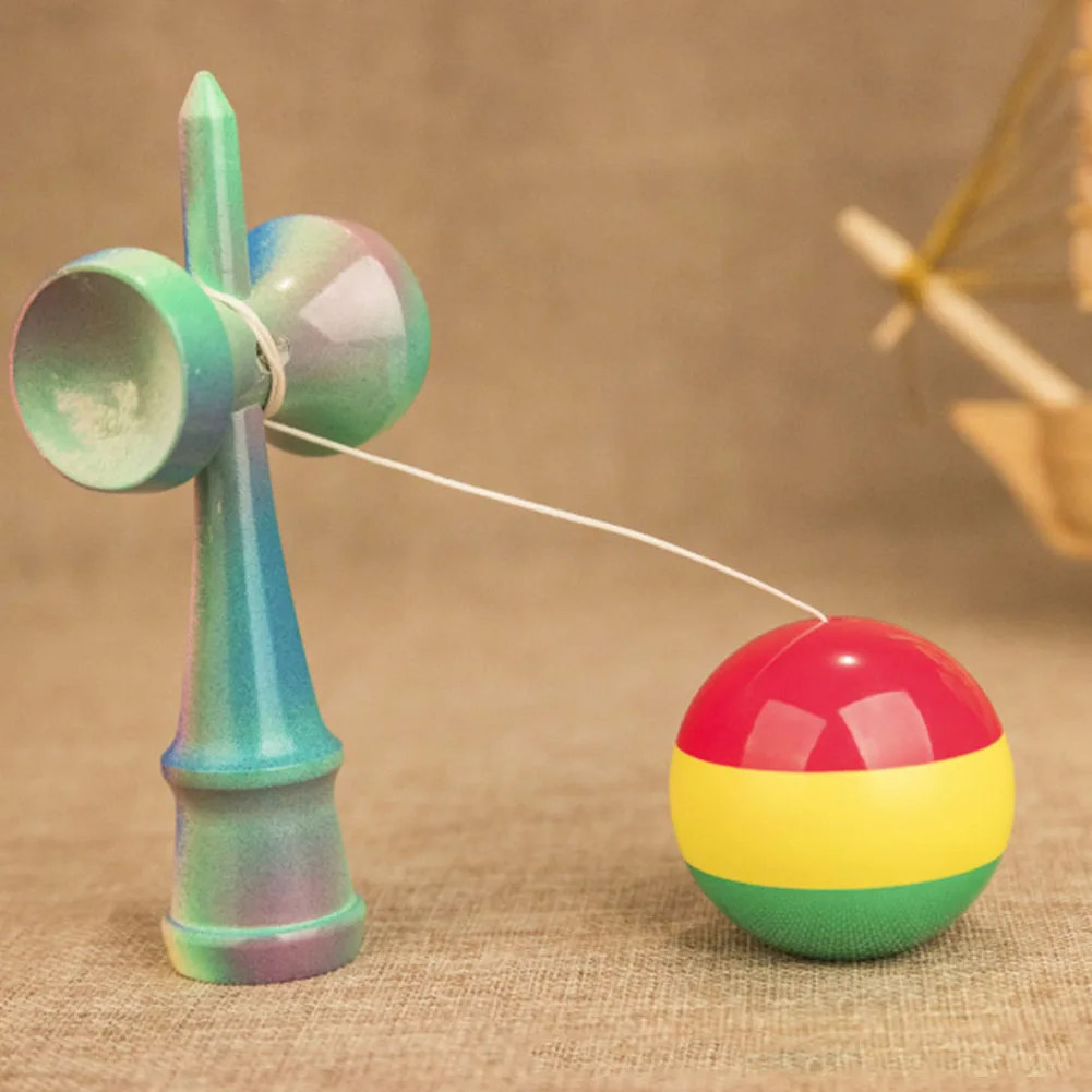 Новая забавная полосатая Kendama цветная Раскрашенная традиционная деревянная
