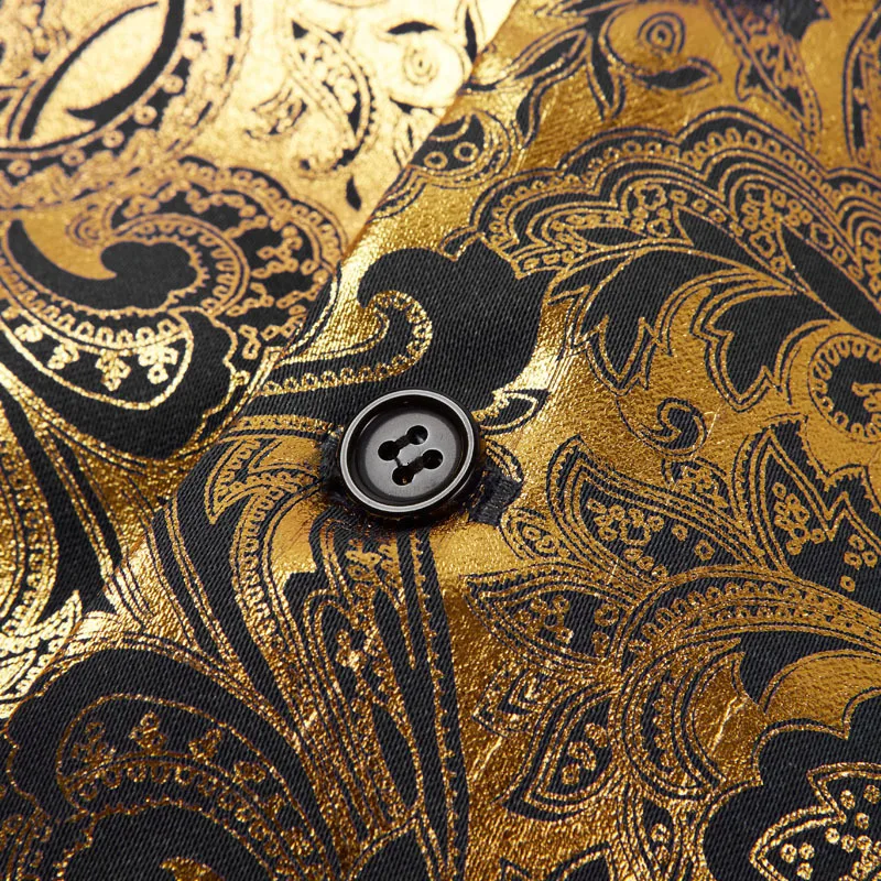 PYJTRL новинка мужской жилет размера плюс модный цветочный узор золотой принт Homme
