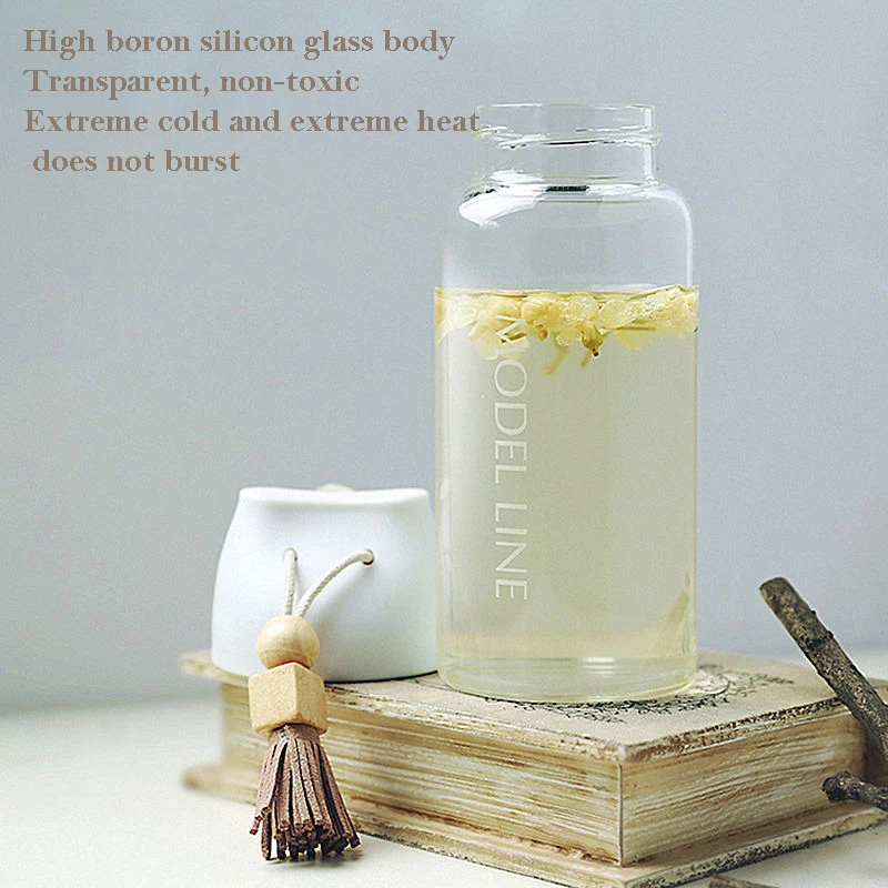 Новая стеклянная бутылка для воды привязанная веревка кисточка открытый милый
