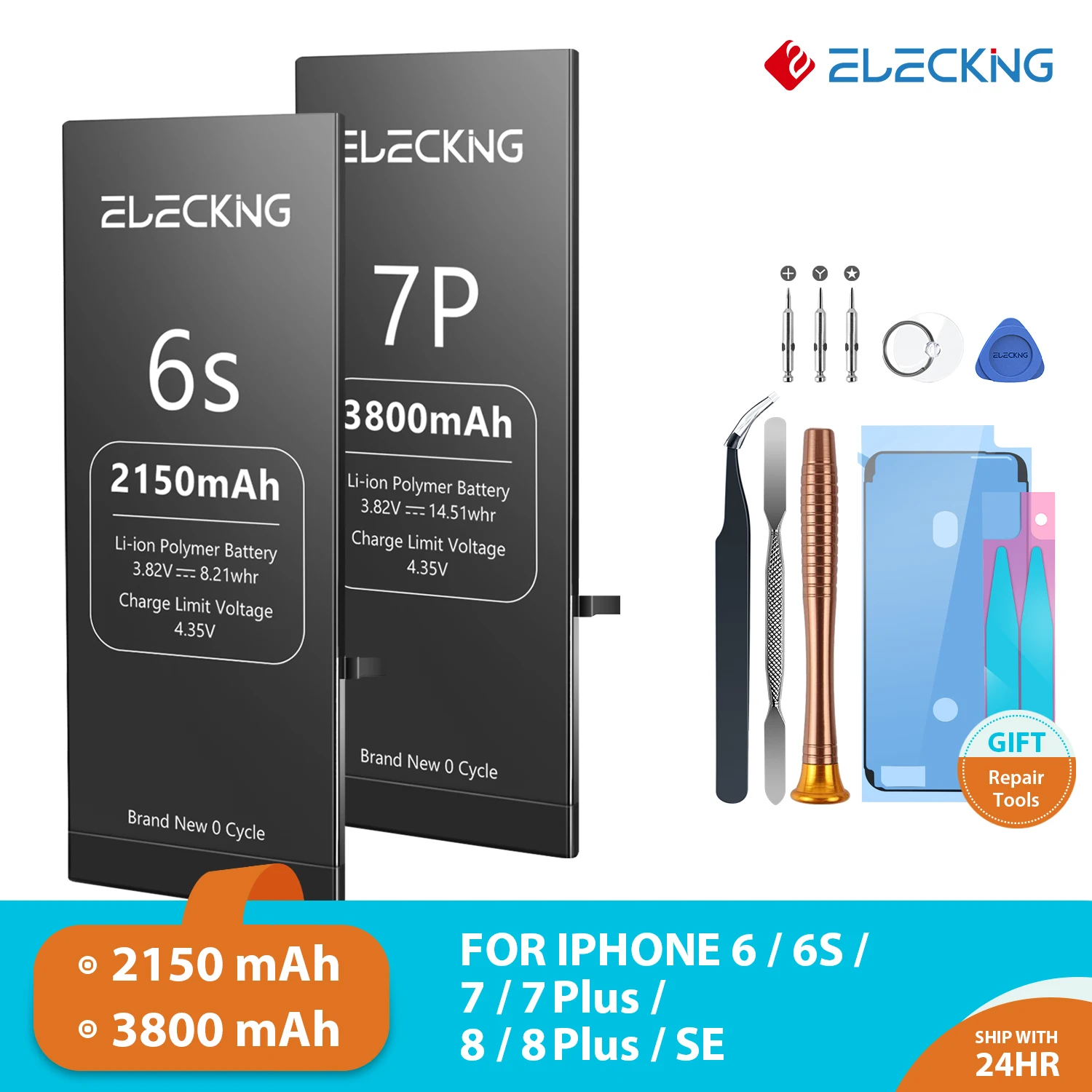 Аккумуляторная батарея ELECKING для iphone 6 6s 7 8 Plus сменные батареи большой емкости SE с