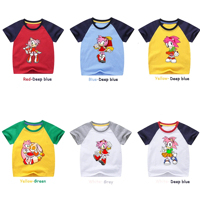 Футболка для мальчиков и девочек с изображением Соника amy rose hedgeg смешного цвета