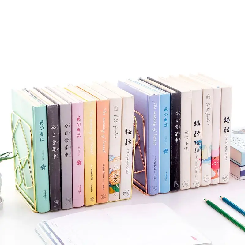 

2pcs Square Metal Desktop Bookends Book Ends Support Stand Holder Shelf Bookrack