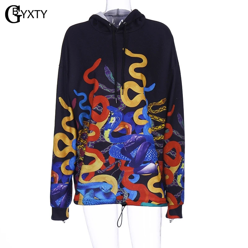GBYXTY sudadera mujer Harajuku с принтом змеи черные толстовки капюшоном Осень-зима 2019 женские