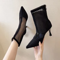 mesh hollow womens boots summer new style all match stiletto womens boots pointed toe fashion womens high heels womens boots