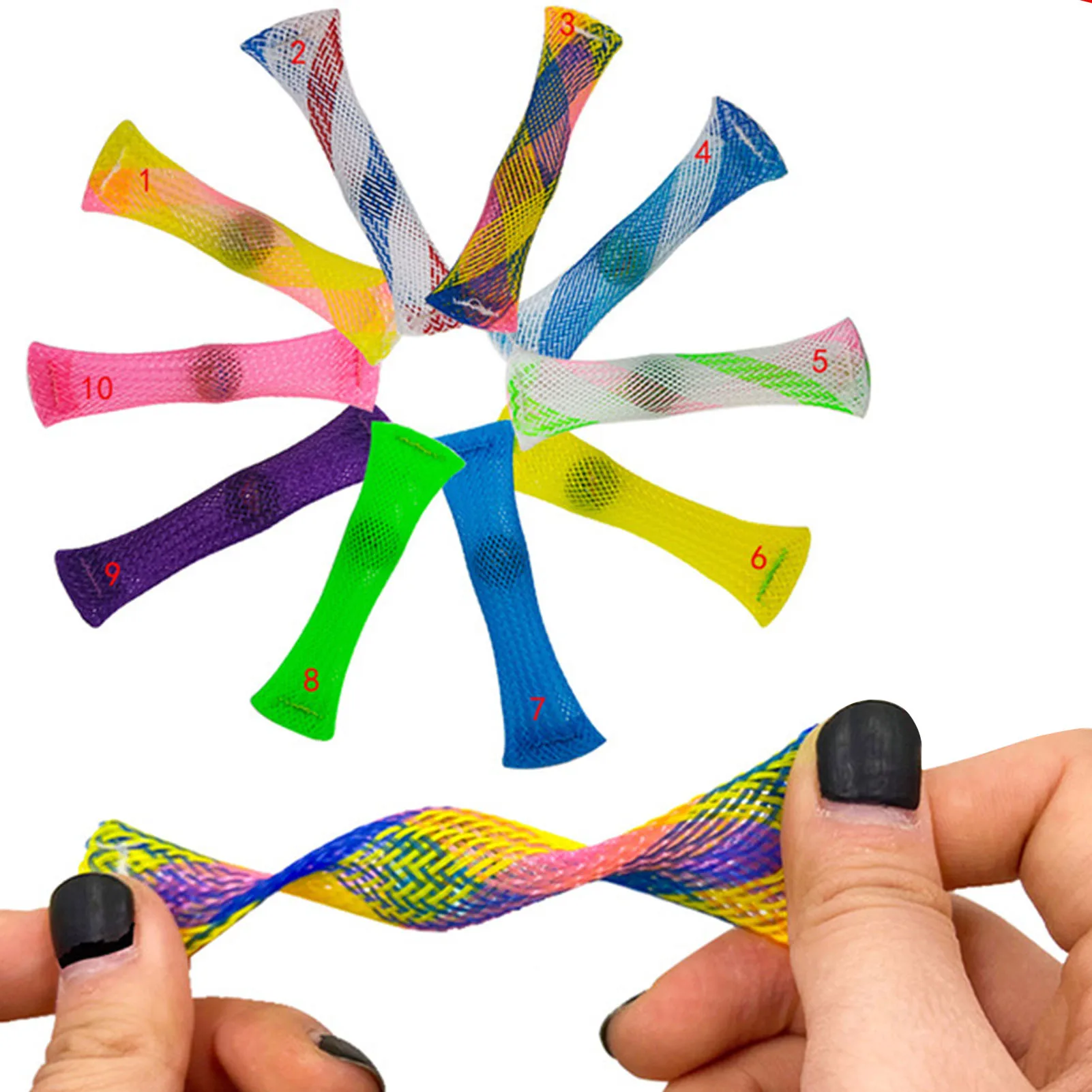 

10PCS Sensory Fidget Toys Marbles Ball Autism ADHD Anxiety Therapy Toys EDC Stress Relief Hand Fidget Toys Braided Mesh