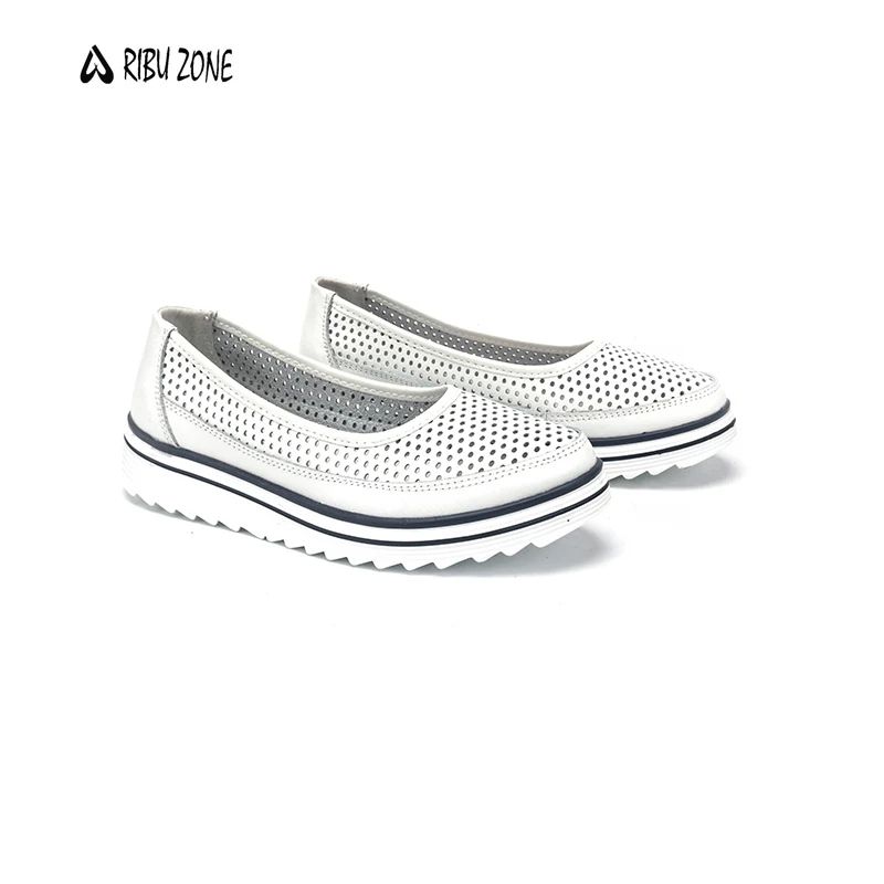 

RIBU ZONE women shoes flats white shallow flat bottomed single shoes for summer R09001