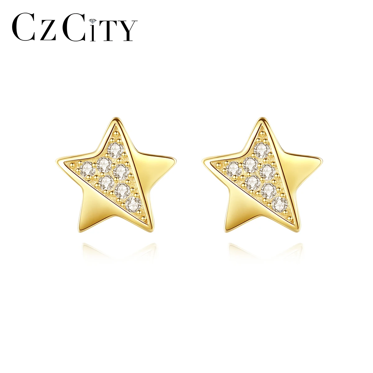 

CZCITY New Simple Star Stud Earring for Women Fine Jewelry Fashion 925 Sterling Silver CZ Pendientes Femme Bijoux Christmas Gift