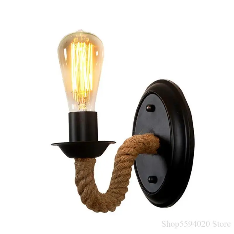 Американский Ретро настенный светильник из пеньковой веревки для отеля бара