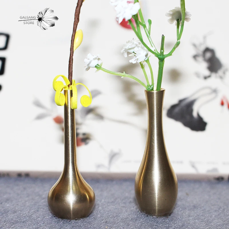 Новинка миниатюрная креативная ваза из чистой меди украшение для стола Медная