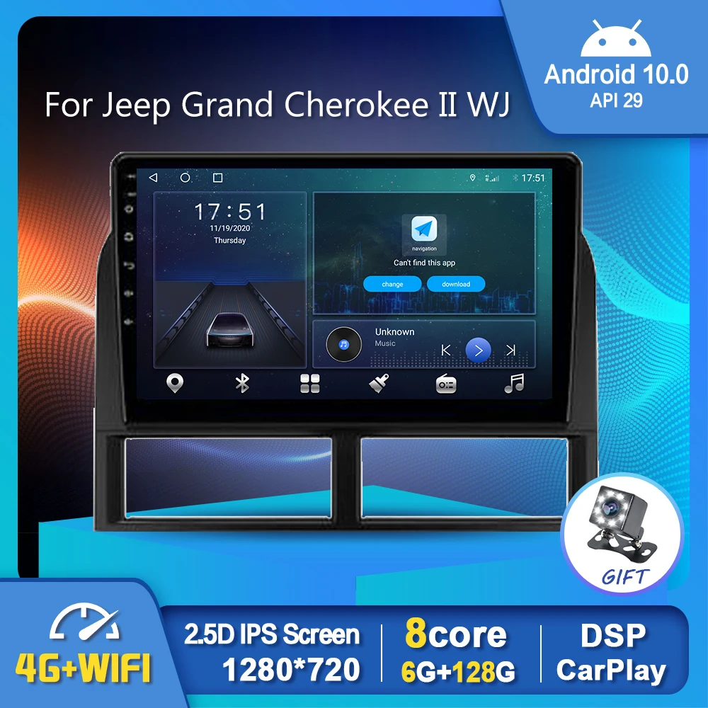 

EKIY Car Radio Player 6G 128G For Jeep Grand Cherokee II WJ 1998-2004 Auto GPS Stereo DSP OBD Carplay Android 10.0 No 2 din DVD