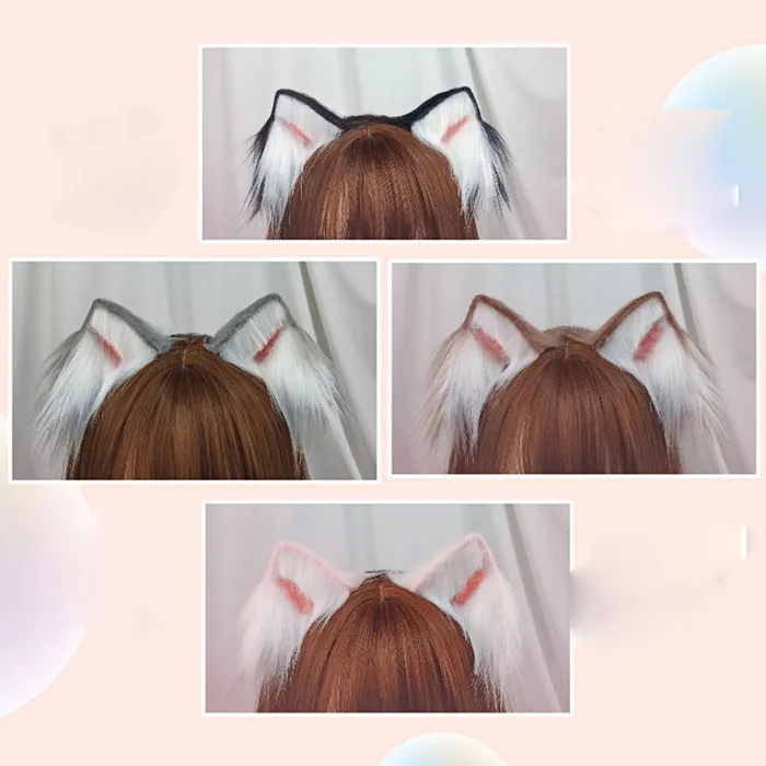 

Cat ears hand-made animal ears hair band simulation lolita head trim clip kc cute lo mother plush ears