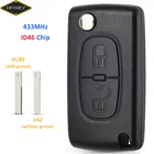 Раскладной Автомобильный ключ с дистанционным управлением DIYKEY для Peugeot 307 207 107 308 3008 407 407 607 для Citroen C2 C3 C4 C5 C6 C8 433 МГц чип ID46