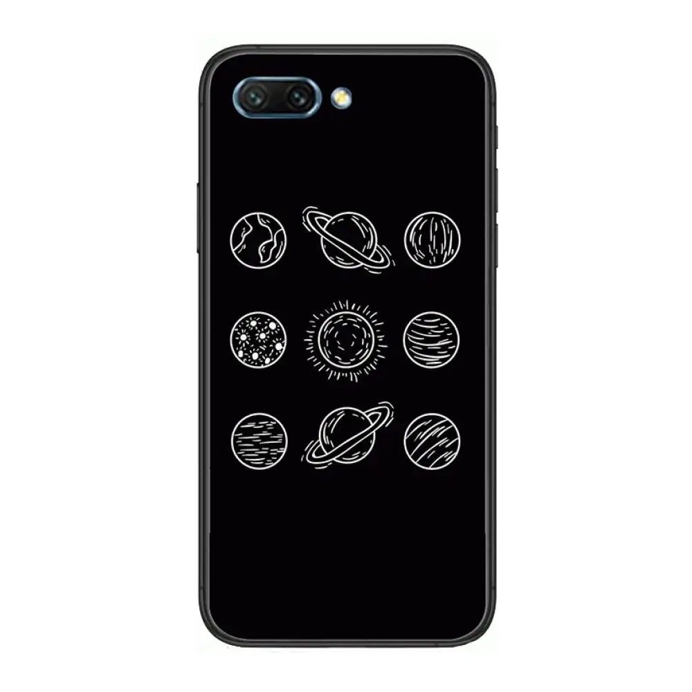 

Cute space universe starry aviation planet clear Phone Case For Huawei Honor 10 9 8 7 N Pro Lite A C RU Black Etui Coque Hoe