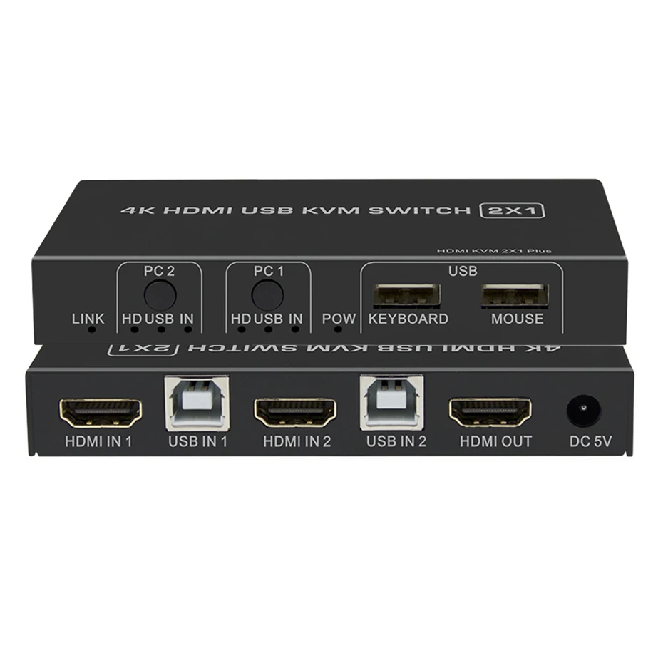 4K HDMI USB KVM переключатель удлинитель 2X1 с двумя портами + in на out windows10/apple macs.