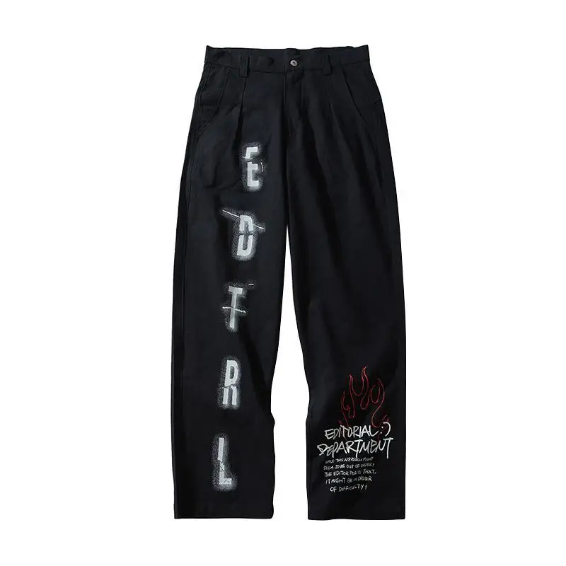 

Streetwear Women's Printed Straight Loose Casual Pants Women's Dark Fun Funeral Pendant Drag Wide Leg Pants Women's Bottom