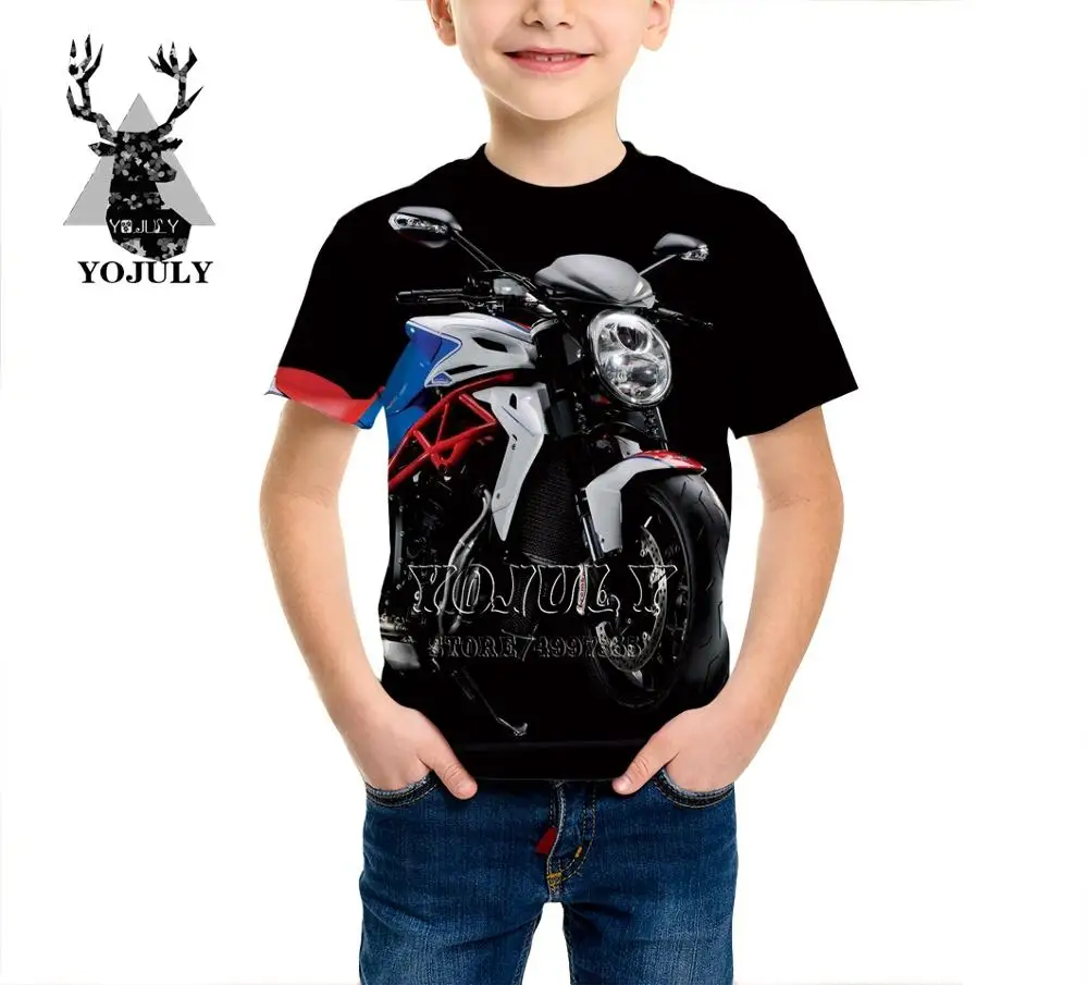 14 YOJULY/крутая мотоциклетная футболка с 3d принтом для мальчиков и девочек-подростков детская футболка в стиле хип-хоп с короткими рукавами, топы, детская одежда, уличная одежда, A430 - Цвет: 14