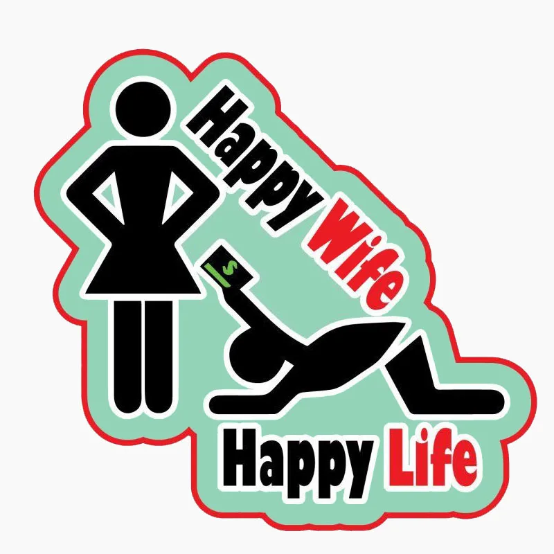 

Car Sticker To Amuse Wife Happy Life Car Sticker Car Motorcycle Accessories Reflective PVC Decals, 13cm*12.4cm