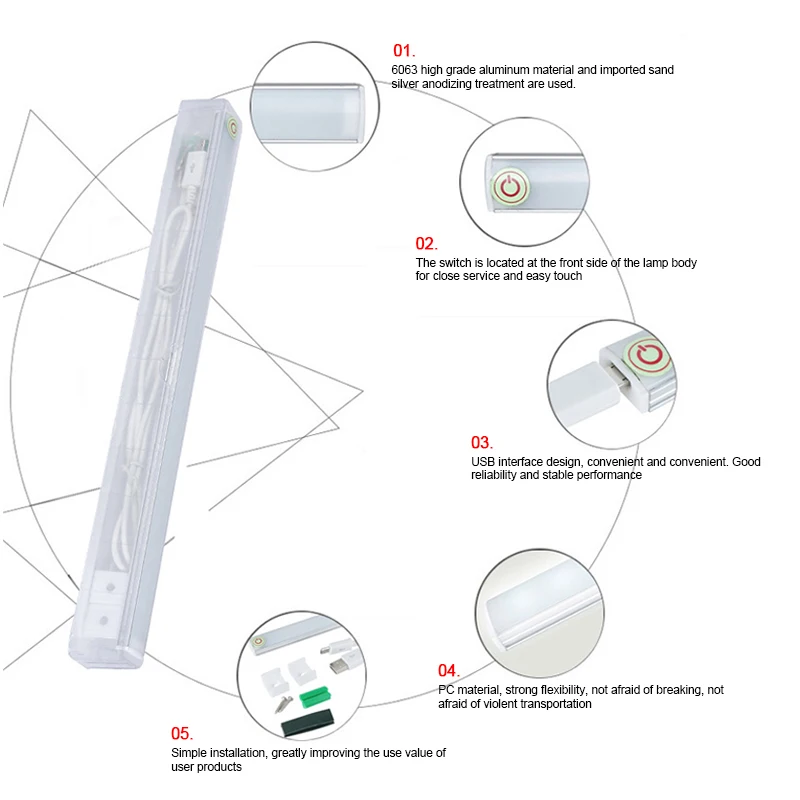 Светодиодный светильник под шкаф ультра тонкий с регулируемой яркостью классный