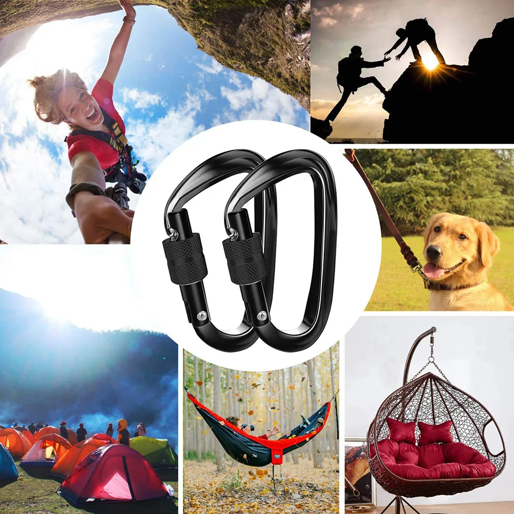 

Ultra Sturdy Locking Carabiner Clips 2Pcs 12KN Heavy Duty Carabiners for Hammocks Camping Hiking Swing B2Cshop