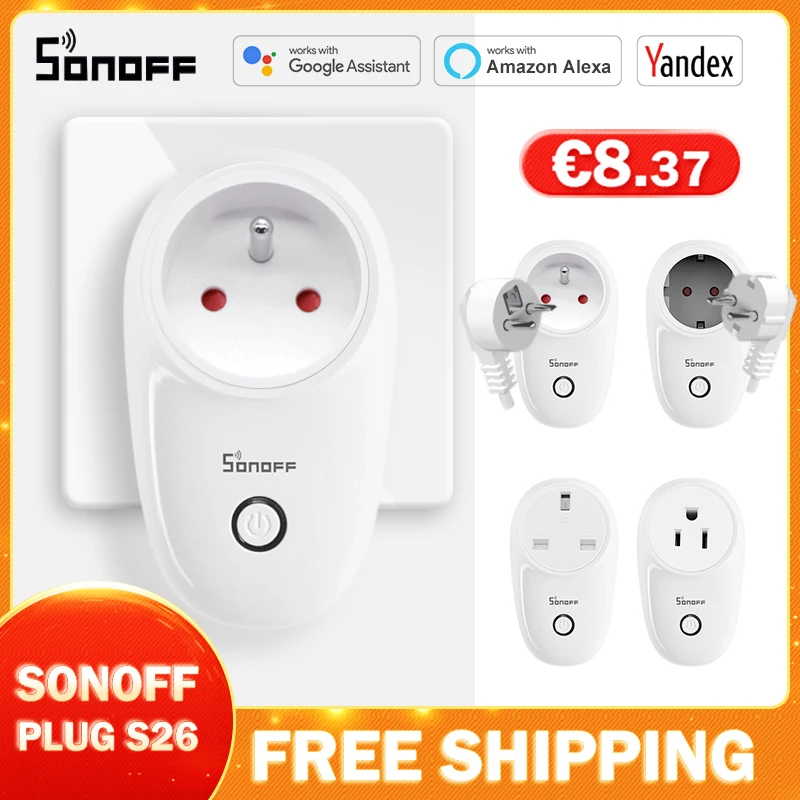 SONOFF plug S26 TPF TPE wifi smart socket LAN Control timing support alexa google ewelink yandex alice smartthings ESP8266 | Электроника
