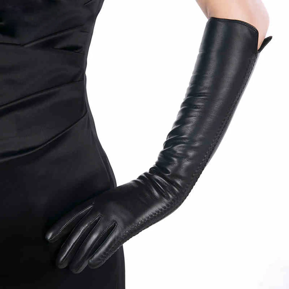 

Новые Брендовые женские перчатки KLSS из натуральной кожи, черные элегантные длинные перчатки из овечьей кожи, высококачественные перчатки и...